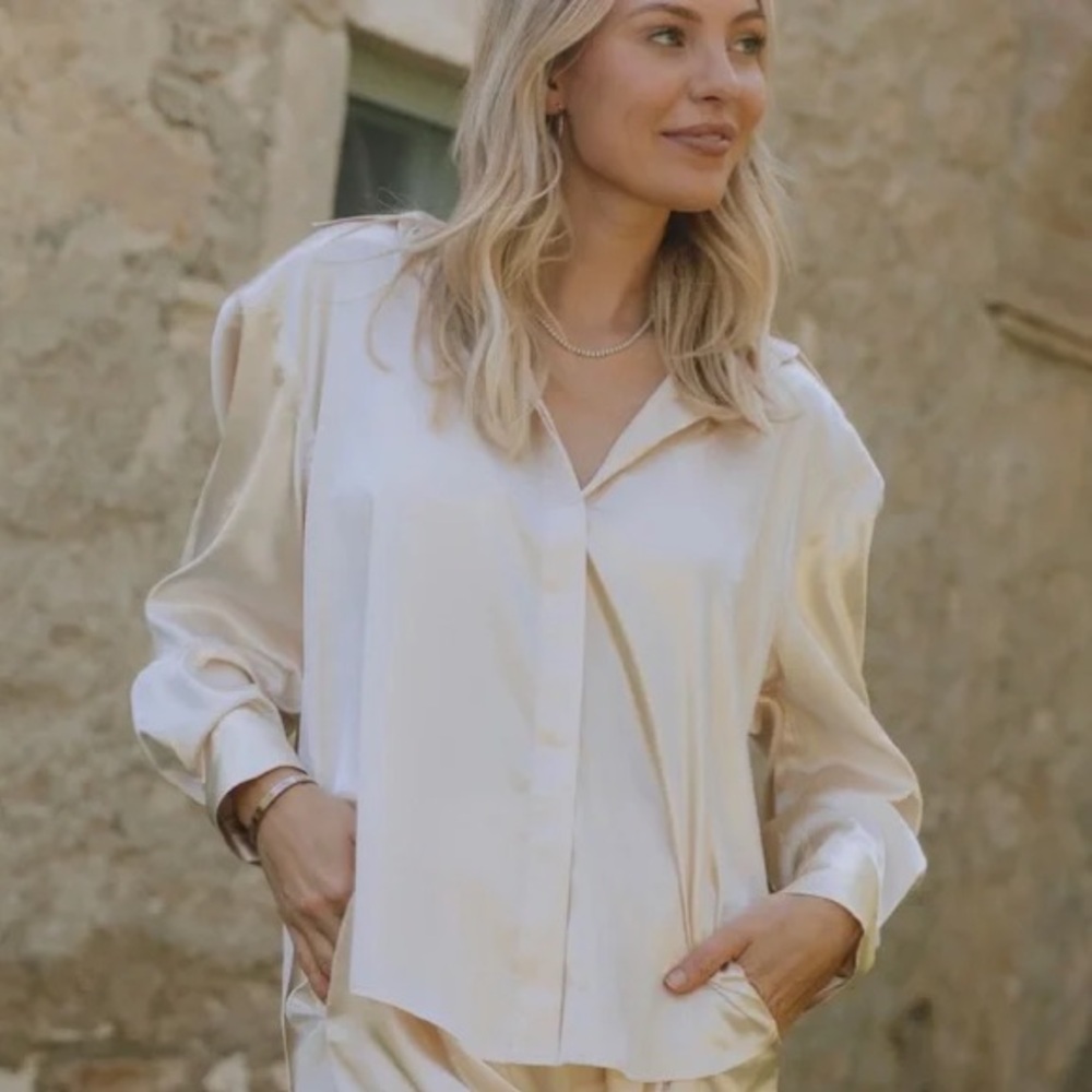 Daily Drills Cream Button Down Shirt